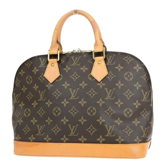 LOUIS VUITTON LV Logo Alma Hand Bag Monogram Leather Brown France - Picture 1 of 16
